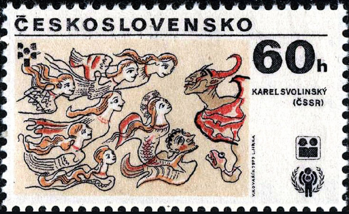 (1979-035) Марка Чехословакия &quot;К. Сволински&quot;    Международный год детей. Выставка иллюстраций для де